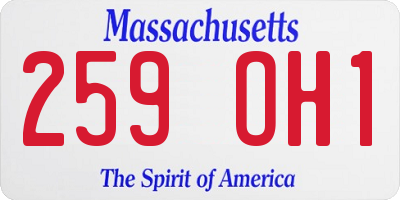 MA license plate 259OH1