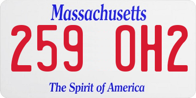 MA license plate 259OH2