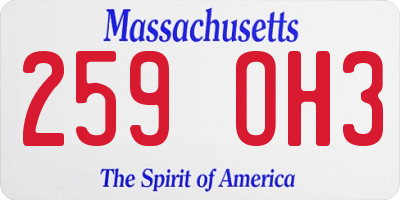 MA license plate 259OH3