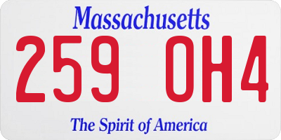 MA license plate 259OH4