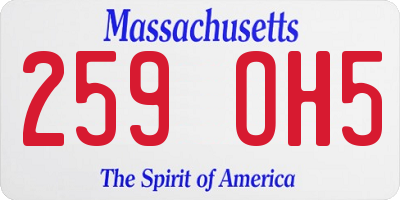 MA license plate 259OH5