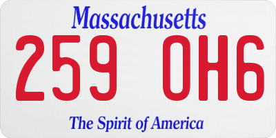 MA license plate 259OH6
