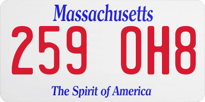MA license plate 259OH8