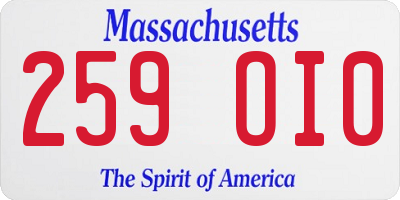 MA license plate 259OI0