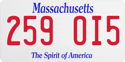 MA license plate 259OI5