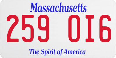 MA license plate 259OI6