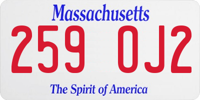MA license plate 259OJ2
