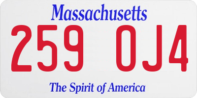 MA license plate 259OJ4