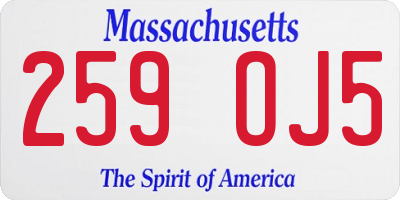 MA license plate 259OJ5