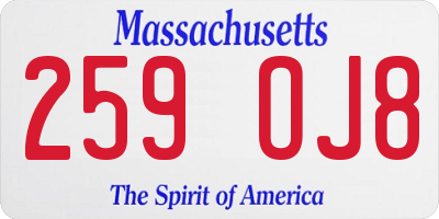 MA license plate 259OJ8
