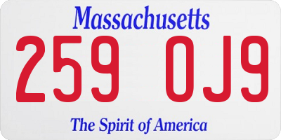 MA license plate 259OJ9
