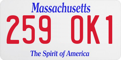 MA license plate 259OK1
