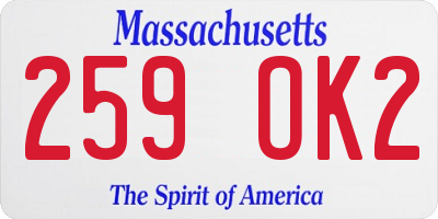 MA license plate 259OK2