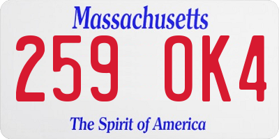 MA license plate 259OK4