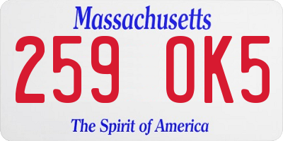 MA license plate 259OK5