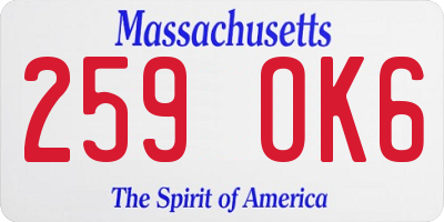 MA license plate 259OK6