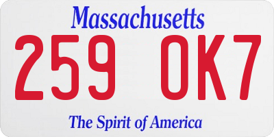 MA license plate 259OK7