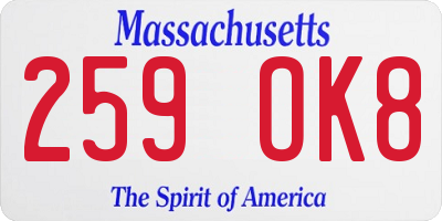 MA license plate 259OK8