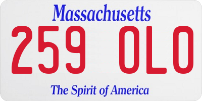 MA license plate 259OL0