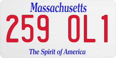 MA license plate 259OL1
