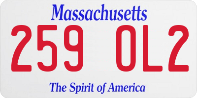MA license plate 259OL2