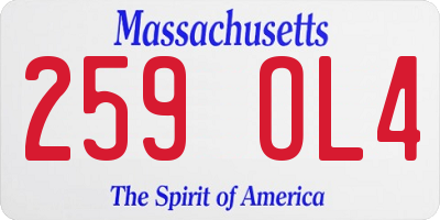 MA license plate 259OL4