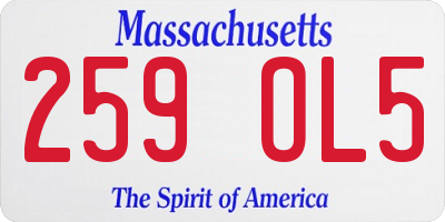 MA license plate 259OL5