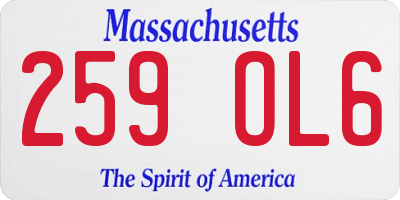 MA license plate 259OL6