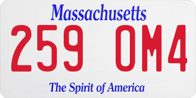 MA license plate 259OM4