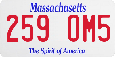 MA license plate 259OM5