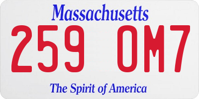 MA license plate 259OM7