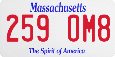 MA license plate 259OM8