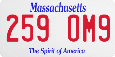 MA license plate 259OM9
