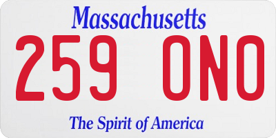 MA license plate 259ON0