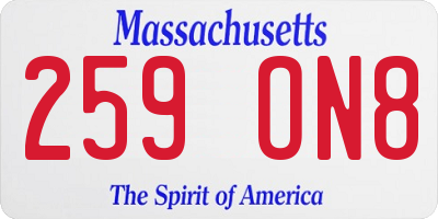 MA license plate 259ON8