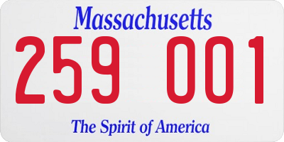 MA license plate 259OO1