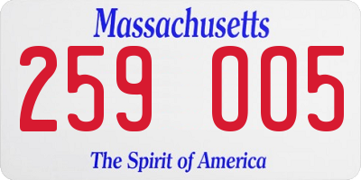 MA license plate 259OO5