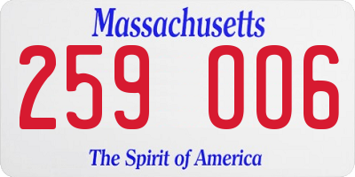 MA license plate 259OO6