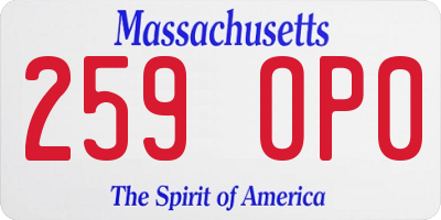 MA license plate 259OP0