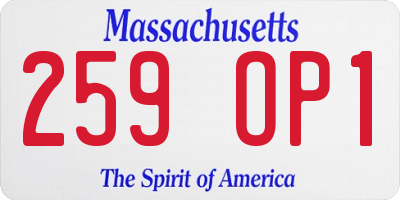 MA license plate 259OP1