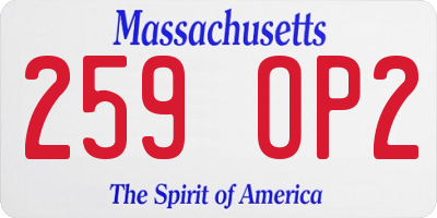 MA license plate 259OP2