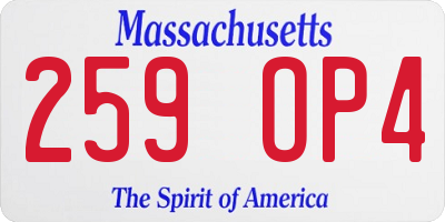 MA license plate 259OP4