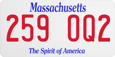 MA license plate 259OQ2