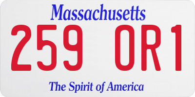 MA license plate 259OR1