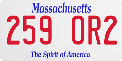 MA license plate 259OR2