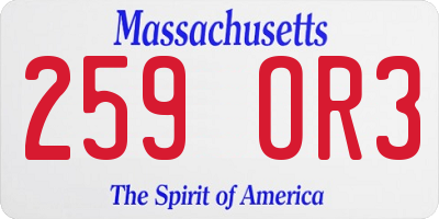MA license plate 259OR3