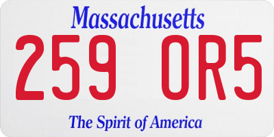 MA license plate 259OR5