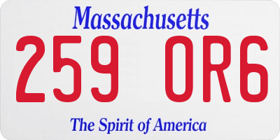 MA license plate 259OR6