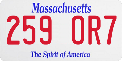 MA license plate 259OR7