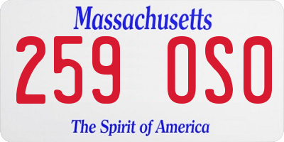 MA license plate 259OS0